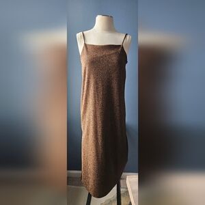 H&M Spaghetti Strap Brown Shimmer Maxi Dress